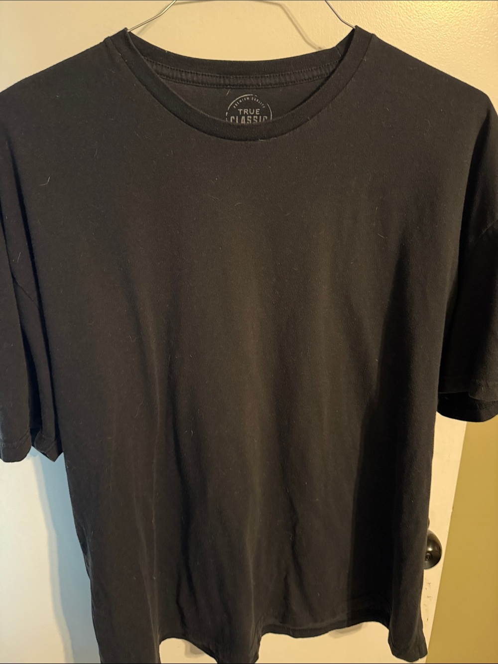 True Classic Men's Black Crewneck Short Sleeve Tee